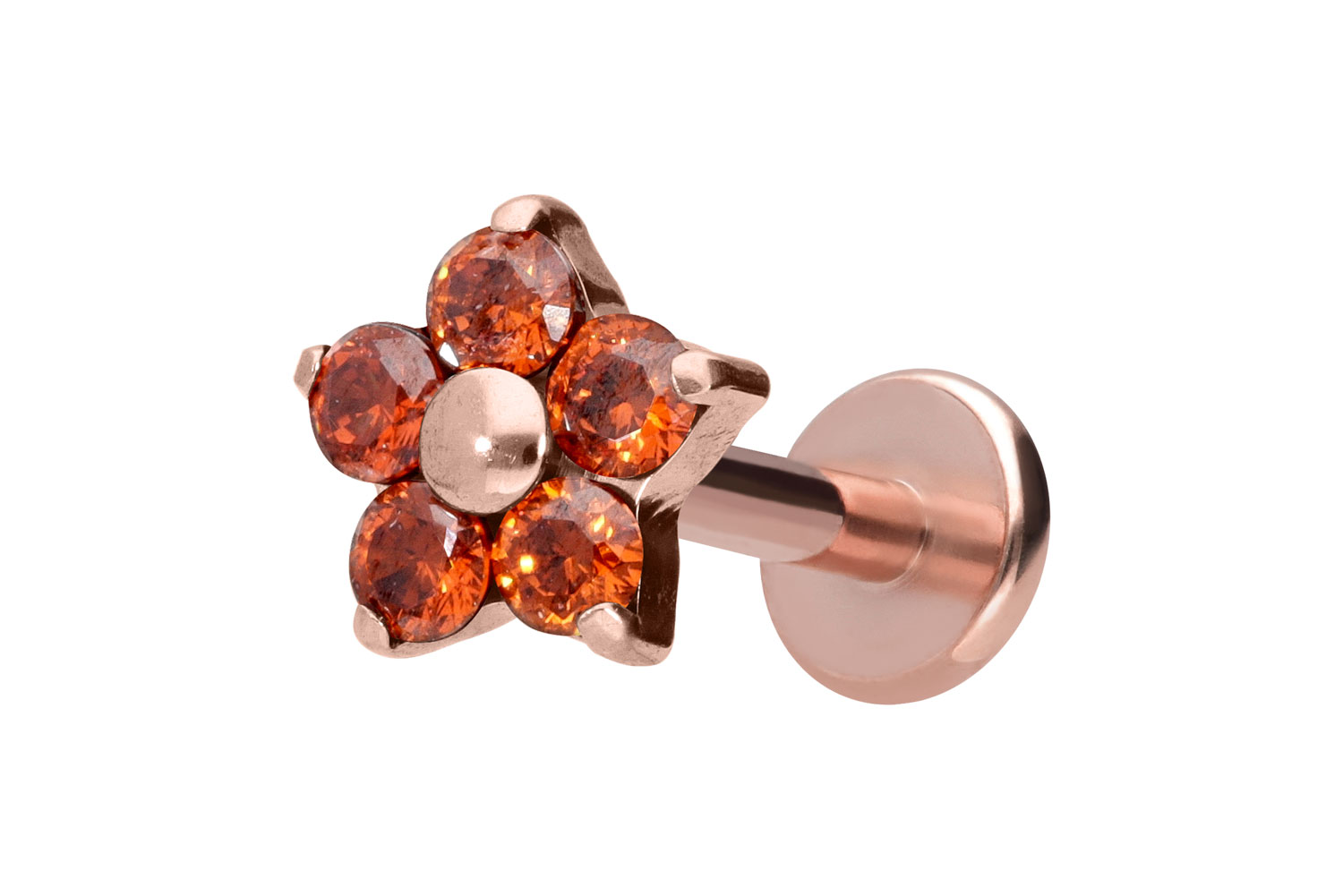 Titan Labret Piercing mit Innengewinde KRISTALLBLUME